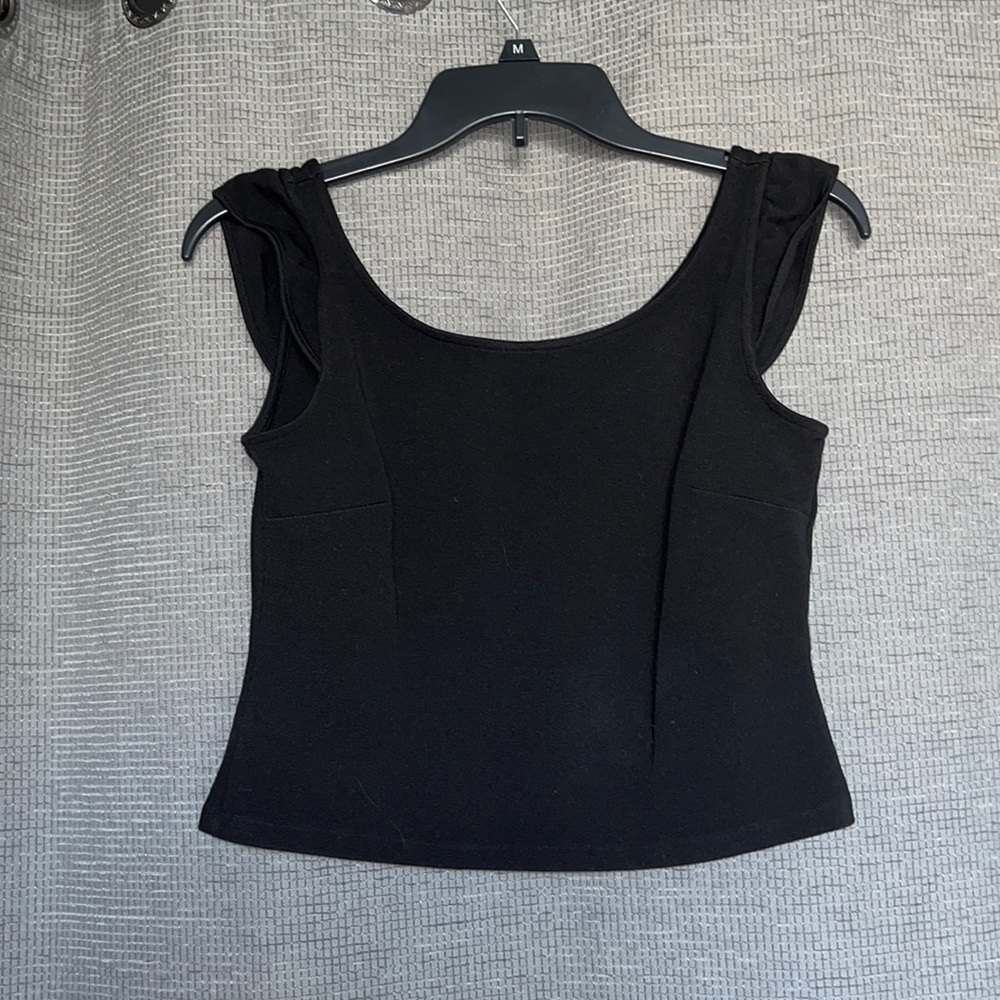 Ann Taylor Black tank top with ruffle sleeve detail Size Small